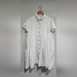 Thread & Supply Summer Tiered Shirt Dress With Raw Hem - Size L